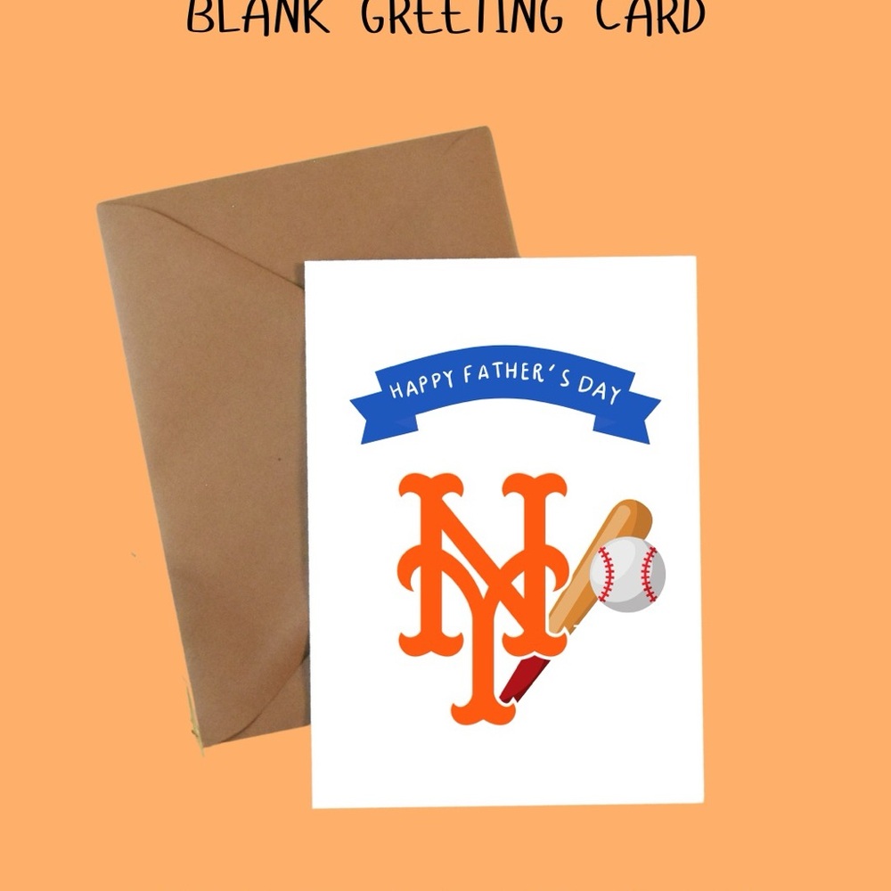 Father's Day Mets Baseball Greeting Card blank inside free card with purchase